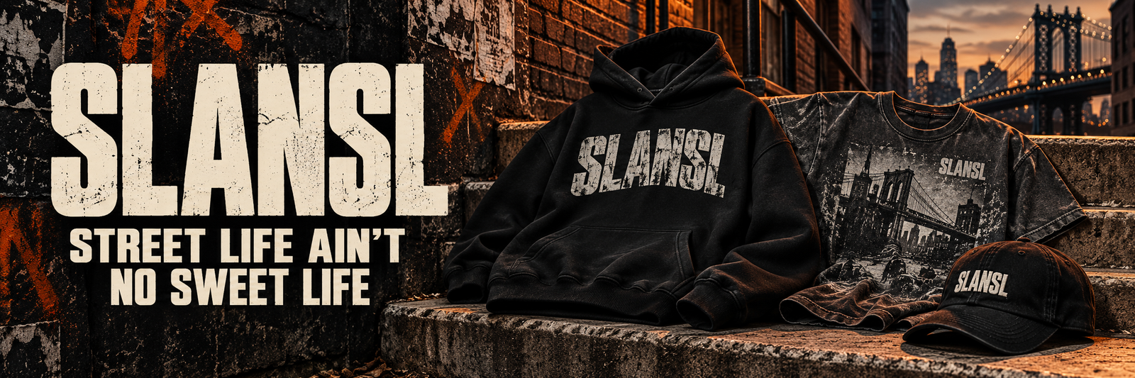 slansl streetwear on concrete steps slansl streetwear on concrete steps